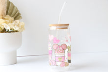 Load image into Gallery viewer, Coffee Theme Glass Coffee Cup With Bamboo Lid And Glass Straw