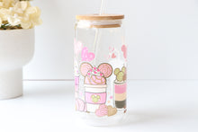 Load image into Gallery viewer, Coffee Theme Glass Coffee Cup With Bamboo Lid And Glass Straw