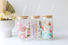 Load image into Gallery viewer, Coffee Theme Glass Coffee Cup With Bamboo Lid And Glass Straw