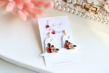 Load image into Gallery viewer, Witch Hat Polymer Clay Earrings – Handmade Halloween Earrings | Spooky Cute Statement Jewelry | KeandKi Designs (White Flower)