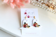Load image into Gallery viewer, Witch Hat Polymer Clay Earrings – Handmade Halloween Earrings | Spooky Cute Statement Jewelry | KeandKi Designs (White Flower)