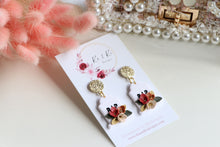 Load image into Gallery viewer, Tomb Polymer Clay Earrings – Handmade Gothic Floral Halloween Earrings | Spooky Elegant Jewelry | KeandKi Designs (White)