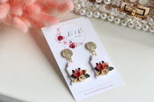 Load image into Gallery viewer, Tomb Polymer Clay Earrings – Handmade Gothic Floral Halloween Earrings | Spooky Elegant Jewelry | KeandKi Designs (White)