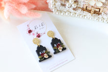 Load image into Gallery viewer, Tomb Polymer Clay Earrings – Handmade Gothic Floral Halloween Earrings | Spooky Elegant Jewelry | KeandKi Designs (White)