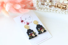 Load image into Gallery viewer, Tomb Polymer Clay Earrings – Handmade Gothic Floral Halloween Earrings | Spooky Elegant Jewelry | KeandKi Designs (White)