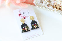 Load image into Gallery viewer, Tomb Polymer Clay Earrings – Handmade Gothic Floral Halloween Earrings | Spooky Elegant Jewelry | KeandKi Designs (White)