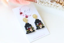 Load image into Gallery viewer, Tomb Polymer Clay Earrings – Handmade Gothic Floral Halloween Earrings | Spooky Elegant Jewelry | KeandKi Designs (White)