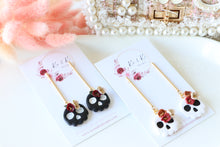 Load image into Gallery viewer, Floral Tiny Skull Polymer Clay Earrings – Mini Gothic Floral Earrings | Handmade Spooky Cute Jewelry | KeandKi Designs (White)