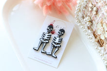 Load image into Gallery viewer, Skeleton Polymer Clay Earrings – Handmade Halloween Earrings | Spooky Cute Gothic Jewelry | KeandKi Designs