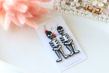 Load image into Gallery viewer, Skeleton Polymer Clay Earrings – Handmade Halloween Earrings | Spooky Cute Gothic Jewelry | KeandKi Designs