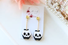 Load image into Gallery viewer, Apple Skull Polymer Clay Earrings – Poison Apple Halloween Earrings | Handmade Spooky Cute Jewelry | KeandKi Designs (Marroon)