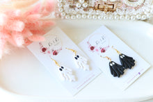 Load image into Gallery viewer, Simple Ghost Polymer Clay Earrings – Handmade Halloween Earrings | Spooky Cute Jewelry | KeandKi Designs (Black Ghost)