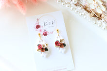 Load image into Gallery viewer, Floral Ghost Polymer Clay Earrings – Spooky Cute Halloween Earrings | Handmade Feminine Ghost Jewelry | KeandKi Designs ( White terracotta red beige Floral )