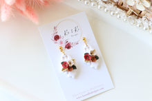 Load image into Gallery viewer, Floral Ghost Polymer Clay Earrings – Spooky Cute Halloween Earrings | Handmade Feminine Ghost Jewelry | KeandKi Designs ( White terracotta red beige Floral )