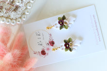Load image into Gallery viewer, Floral Ghost Polymer Clay Earrings – Spooky Cute Halloween Earrings | Handmade Feminine Ghost Jewelry | KeandKi Designs ( White red beige Floral )
