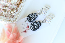Load image into Gallery viewer, Skull Polymer Clay Earrings – Handmade Gothic Halloween Earrings | Spooky Cute Statement  Jewelry | KeandKi Designs(Floral)