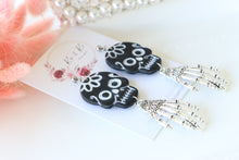 Load image into Gallery viewer, Skull Polymer Clay Earrings – Handmade Gothic Halloween Earrings | Spooky Cute Statement  Jewelry | KeandKi Designs(Floral)