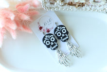 Load image into Gallery viewer, Skull Polymer Clay Earrings – Handmade Gothic Halloween Earrings | Spooky Cute Statement  Jewelry | KeandKi Designs(Embossed)