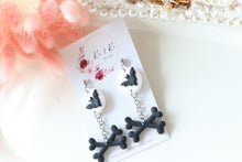 Load image into Gallery viewer, Bat and Bone Polymer Clay Earrings – Handmade Halloween Earrings | Spooky Gothic Statement Jewelry | KeandKi Designs