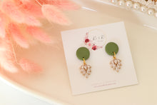Load image into Gallery viewer, Simple Dotted Stud Charm Drop Earrings | Minimal Handmade Polymer Clay Dangle | Everyday Elegant Earrings – KeandKi Designs (Parrot Green)