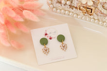 Load image into Gallery viewer, Simple Dotted Stud Charm Drop Earrings | Minimal Handmade Polymer Clay Dangle | Everyday Elegant Earrings – KeandKi Designs (Parrot Green)