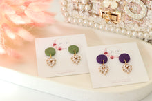 Load image into Gallery viewer, Simple Dotted Stud Charm Drop Earrings | Minimal Handmade Polymer Clay Dangle | Everyday Elegant Earrings – KeandKi Designs (Parrot Green)