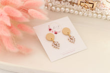 Load image into Gallery viewer, Simple Dotted Stud Charm Drop Earrings | Minimal Handmade Polymer Clay Dangle | Everyday Elegant Earrings – KeandKi Designs (Beige)