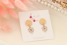 Load image into Gallery viewer, Simple Dotted Stud Charm Drop Earrings | Minimal Handmade Polymer Clay Dangle | Everyday Elegant Earrings – KeandKi Designs (Beige)
