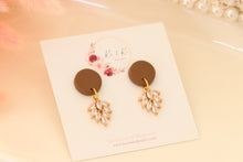 Load image into Gallery viewer, Simple Dotted Stud Charm Drop Earrings | Minimal Handmade Polymer Clay Dangle | Everyday Elegant Earrings – KeandKi Designs (Cowboy)