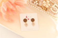 Load image into Gallery viewer, Simple Dotted Stud Charm Drop Earrings | Minimal Handmade Polymer Clay Dangle | Everyday Elegant Earrings – KeandKi Designs (Cowboy)