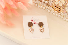 Load image into Gallery viewer, Simple Dotted Stud Charm Drop Earrings | Minimal Handmade Polymer Clay Dangle | Everyday Elegant Earrings – KeandKi Designs (Cowboy)