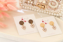 Load image into Gallery viewer, Simple Dotted Stud Charm Drop Earrings | Minimal Handmade Polymer Clay Dangle | Everyday Elegant Earrings – KeandKi Designs (Cowboy)