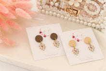 Load image into Gallery viewer, Simple Dotted Stud Charm Drop Earrings | Minimal Handmade Polymer Clay Dangle | Everyday Elegant Earrings – KeandKi Designs (Beige)