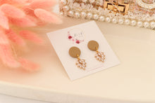 Load image into Gallery viewer, Simple Dotted Stud Charm Drop Earrings | Minimal Handmade Polymer Clay Dangle | Everyday Elegant Earrings – KeandKi Designs (Latte)