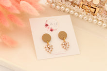 Load image into Gallery viewer, Simple Dotted Stud Charm Drop Earrings | Minimal Handmade Polymer Clay Dangle | Everyday Elegant Earrings – KeandKi Designs (Latte)