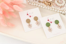 Load image into Gallery viewer, Simple Dotted Stud Charm Drop Earrings | Minimal Handmade Polymer Clay Dangle | Everyday Elegant Earrings – KeandKi Designs (Latte)