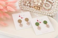 Load image into Gallery viewer, Simple Dotted Stud Charm Drop Earrings | Minimal Handmade Polymer Clay Dangle | Everyday Elegant Earrings – KeandKi Designs (Beige)