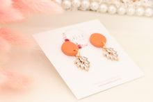 Load image into Gallery viewer, Simple Dotted Stud Charm Drop Earrings | Minimal Handmade Polymer Clay Dangle | Everyday Elegant Earrings – KeandKi Designs (Orange)