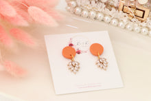 Load image into Gallery viewer, Simple Dotted Stud Charm Drop Earrings | Minimal Handmade Polymer Clay Dangle | Everyday Elegant Earrings – KeandKi Designs (Orange)