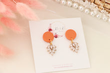 Load image into Gallery viewer, Simple Dotted Stud Charm Drop Earrings | Minimal Handmade Polymer Clay Dangle | Everyday Elegant Earrings – KeandKi Designs (Orange)