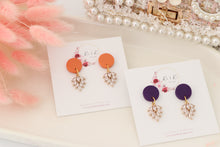Load image into Gallery viewer, Simple Dotted Stud Charm Drop Earrings | Minimal Handmade Polymer Clay Dangle | Everyday Elegant Earrings – KeandKi Designs (Cowboy)