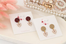 Load image into Gallery viewer, Simple Dotted Stud Charm Drop Earrings | Minimal Handmade Polymer Clay Dangle | Everyday Elegant Earrings – KeandKi Designs (Cowboy)