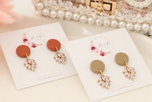 Load image into Gallery viewer, Simple Dotted Stud Charm Drop Earrings | Minimal Handmade Polymer Clay Dangle | Everyday Elegant Earrings – KeandKi Designs (Beige)
