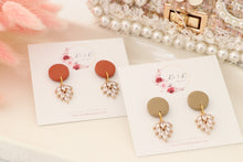 Load image into Gallery viewer, Simple Dotted Stud Charm Drop Earrings | Minimal Handmade Polymer Clay Dangle | Everyday Elegant Earrings – KeandKi Designs (Parrot Green)