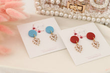 Load image into Gallery viewer, Simple Dotted Stud Charm Drop Earrings | Minimal Handmade Polymer Clay Dangle | Everyday Elegant Earrings – KeandKi Designs (Parrot Green)