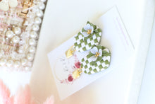 Load image into Gallery viewer, Checkered Dangle Floral Earrings – Handmade Statement Earrings for Women