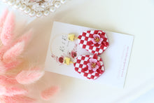 Load image into Gallery viewer, Checkered Dangle Floral Earrings – Handmade Statement Earrings for Women