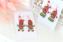 Load image into Gallery viewer, Gingerbread Earrings – Handmade Festive Christmas Dangle Earrings for Women