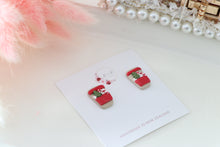 Load image into Gallery viewer, Coffee Cup Christmas Earrings – Handmade Festive Dangle Earrings for Women