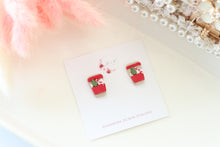 Load image into Gallery viewer, Coffee Cup Christmas Earrings – Handmade Festive Dangle Earrings for Women